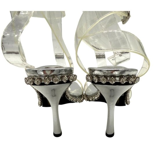 Jeffrey Campbell Silver Crystal Charmed Heeled Sandal NWB - Size 6.5 - Picture 6 of 12